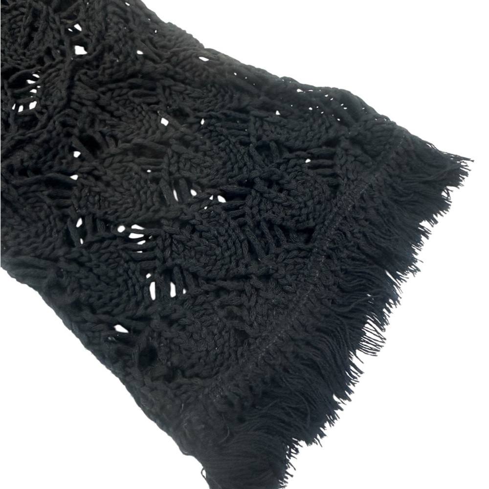 Sfera Black Open-Knit Crochet Boho Edgy  Short Sleeve Peasant Cardigan Size L/XL - Picture 6 of 9